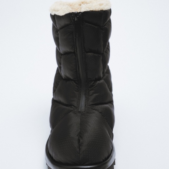 ZARA Faux Shearling Quilted Ankle Boots - Picture 2 of 3